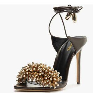 Zszszsu Grey Open Toe Sandals High Heels Ankle Strap Self-tie Elegant Dress Shoe